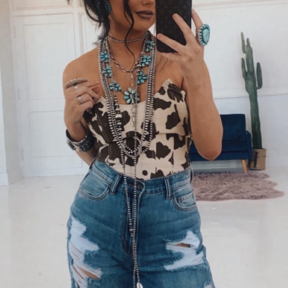 Cow print corset top